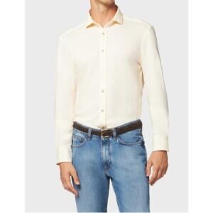 Boglioli Milano Sport Shirt Slim Fit Pique Knit Cotton Button Up White NWB 16